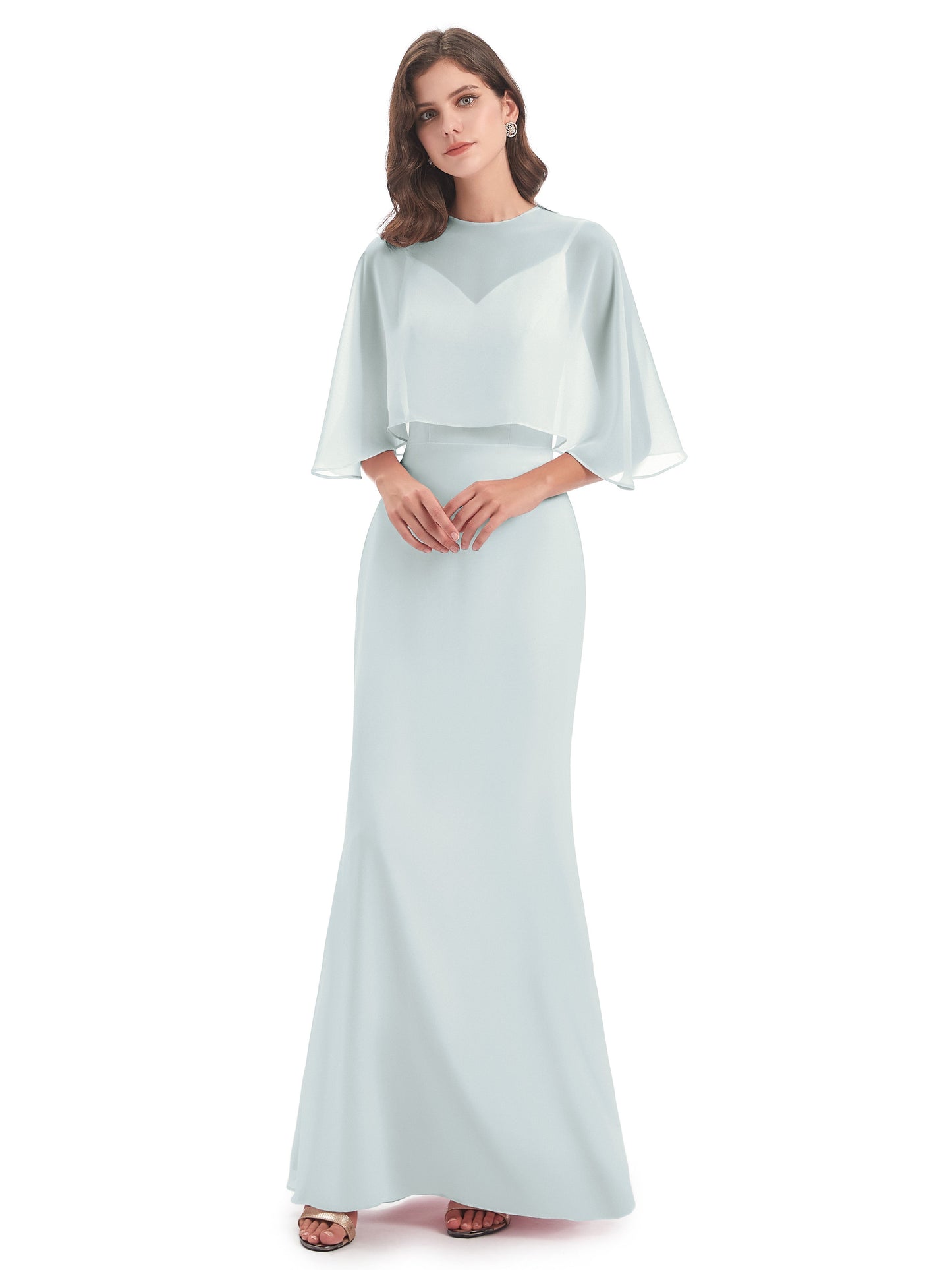 Tara Trumpet Spaghetti Straps Chiffon Long Bridesmaid Dresses