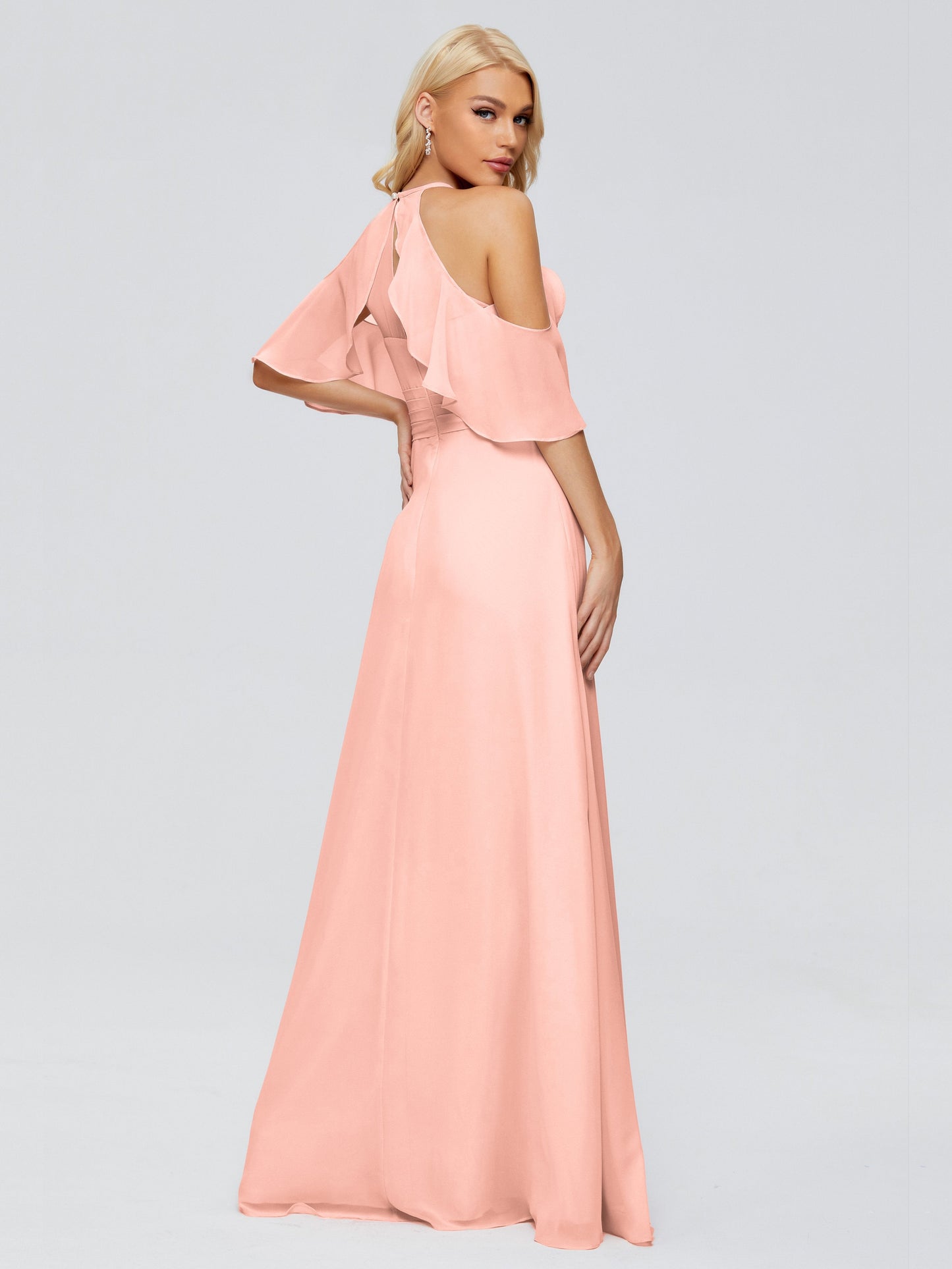 Taylor Off The Shoulder Split Chiffon Bridesmaid Dresses