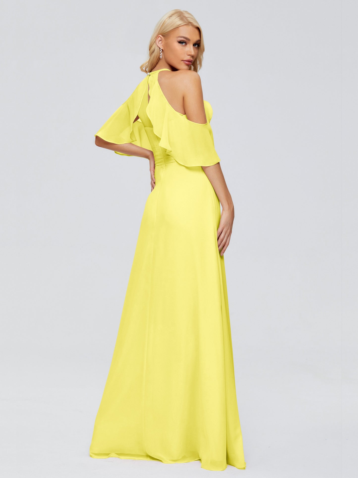 Taylor Off The Shoulder Split Chiffon Bridesmaid Dresses