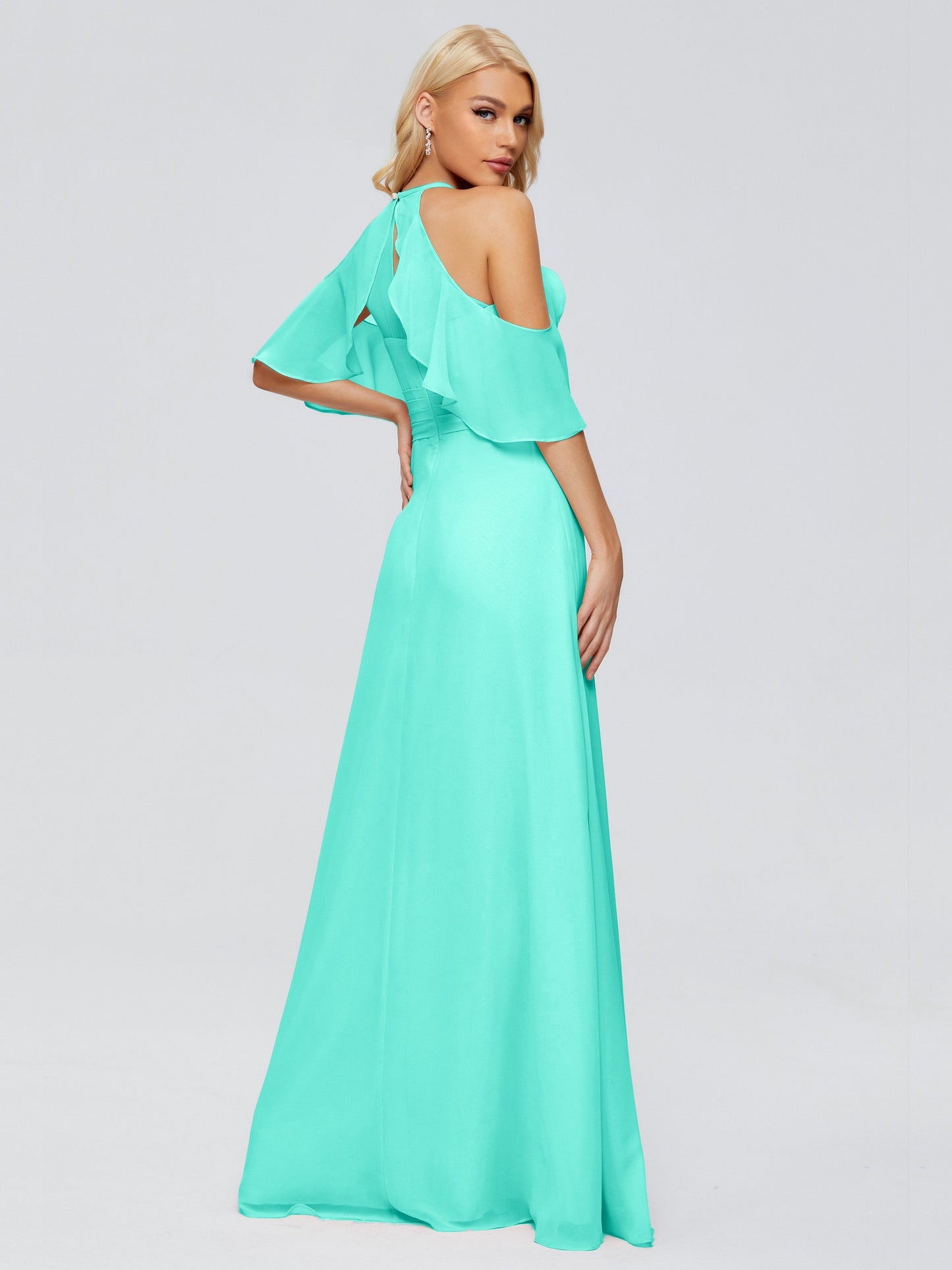 Taylor Off The Shoulder Split Chiffon Bridesmaid Dresses