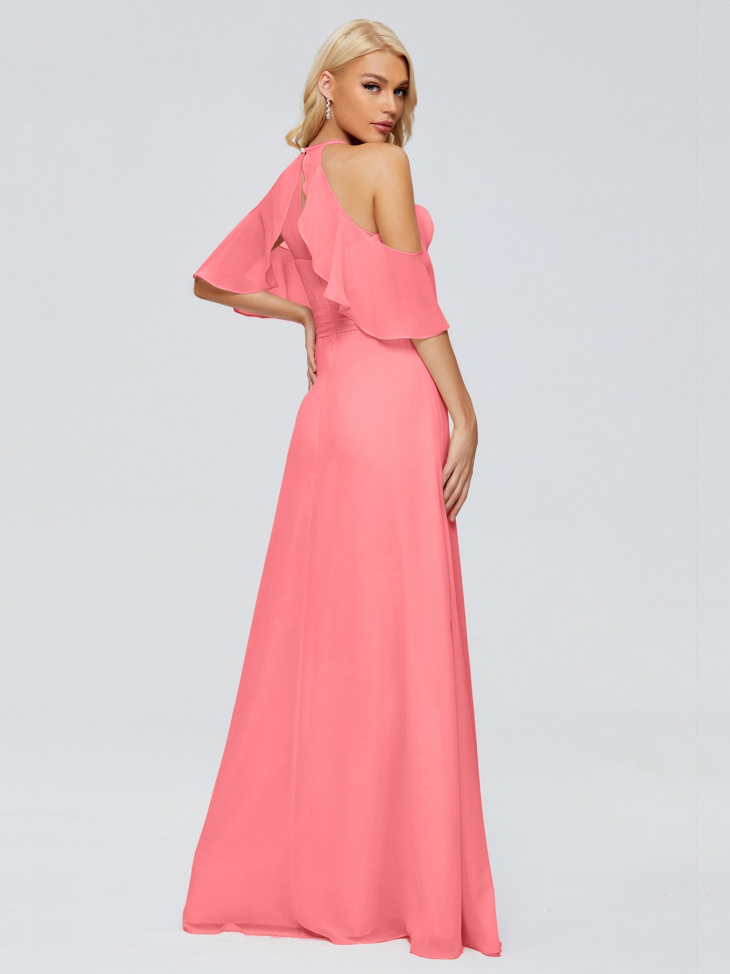 Taylor Off The Shoulder Split Chiffon Bridesmaid Dresses