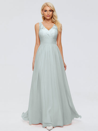 Valerie A-line V Neck Straps Chiffon Bridesmaid Dresses