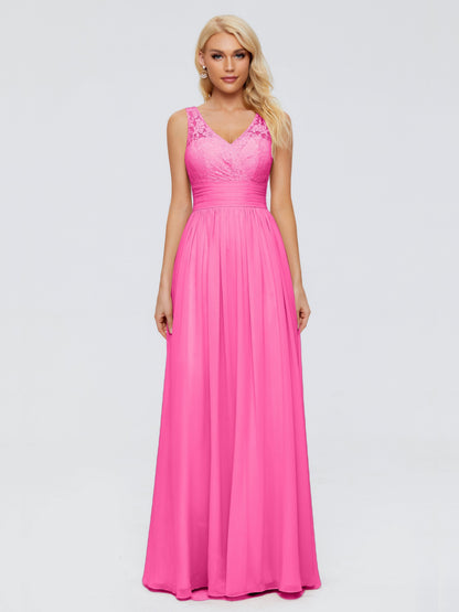 Valerie A-line V Neck Straps Chiffon Bridesmaid Dresses