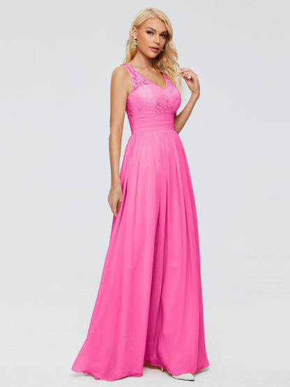 Valerie A-line V Neck Straps Chiffon Bridesmaid Dresses