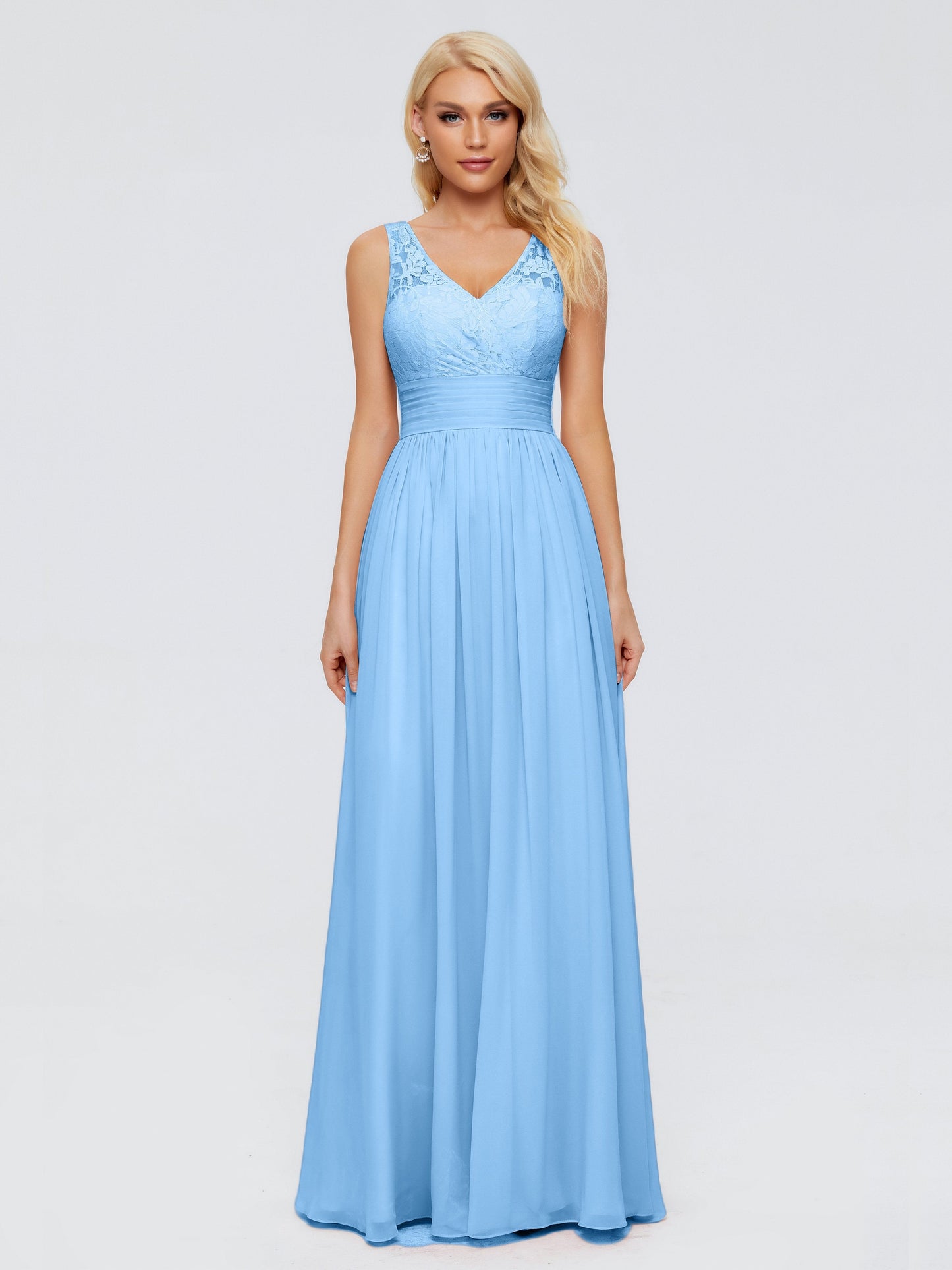 Valerie A-line V Neck Straps Chiffon Bridesmaid Dresses