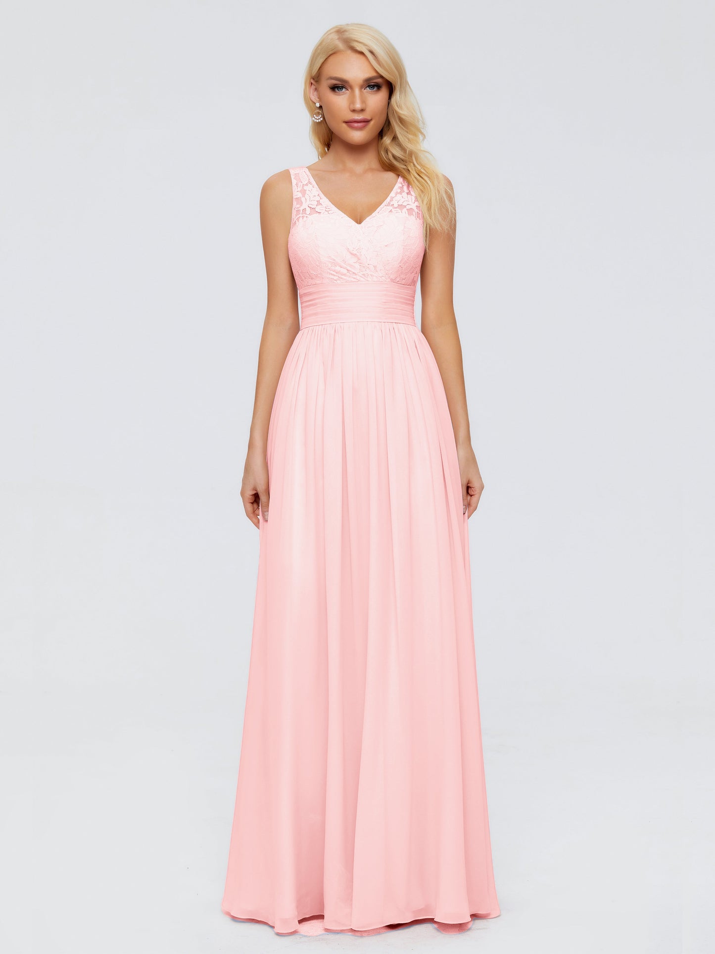 Valerie A-line V Neck Straps Chiffon Bridesmaid Dresses