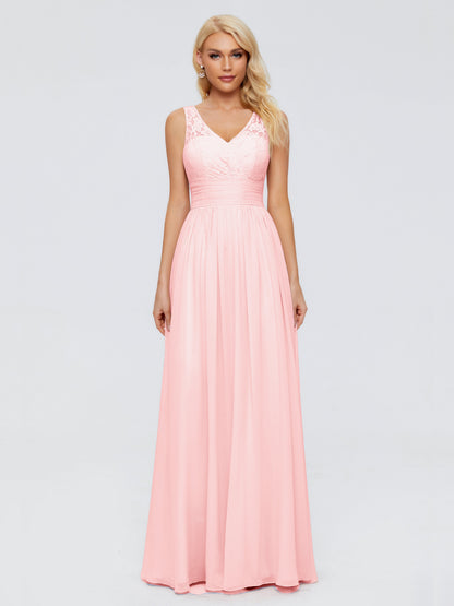 Valerie A-line V Neck Straps Chiffon Bridesmaid Dresses