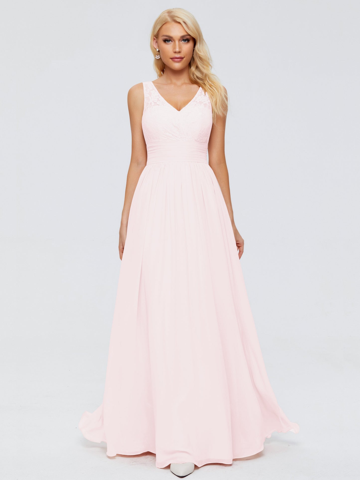 Valerie A-line V Neck Straps Chiffon Bridesmaid Dresses