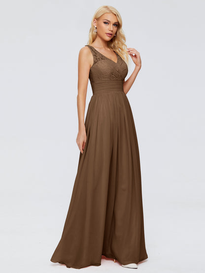 Valerie A-line V Neck Straps Chiffon Bridesmaid Dresses