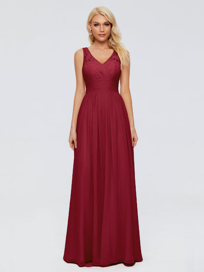 Valerie A-line V Neck Straps Chiffon Bridesmaid Dresses