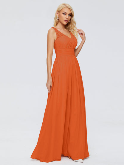 Valerie A-line V Neck Straps Chiffon Bridesmaid Dresses