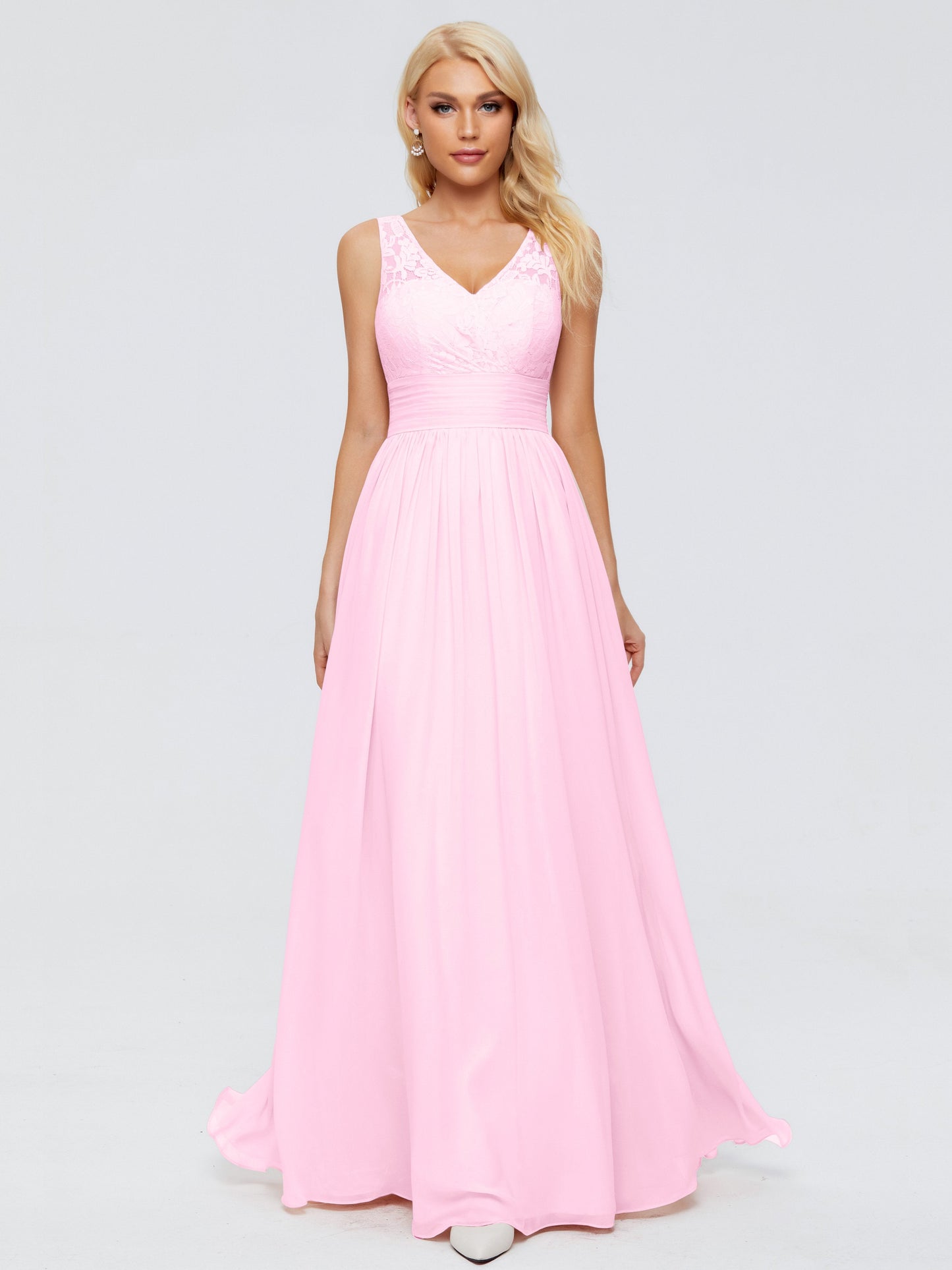 Valerie A-line V Neck Straps Chiffon Bridesmaid Dresses