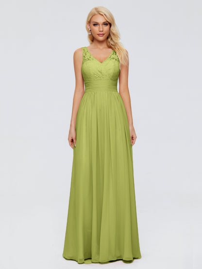 Valerie A-line V Neck Straps Chiffon Bridesmaid Dresses