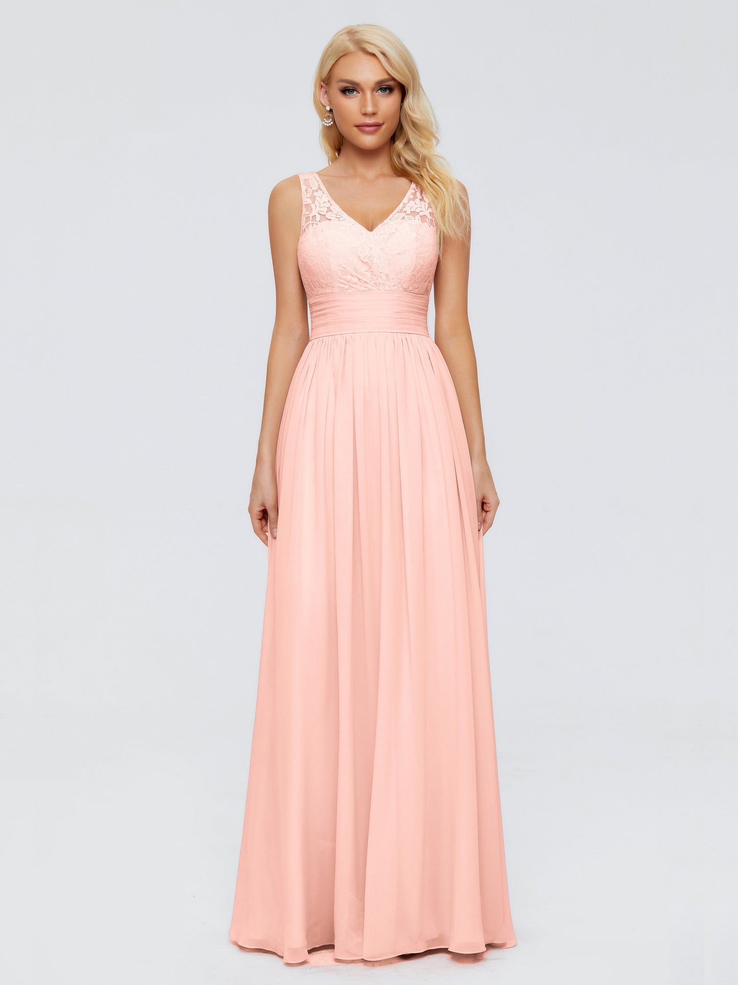 Valerie A-line V Neck Straps Chiffon Bridesmaid Dresses