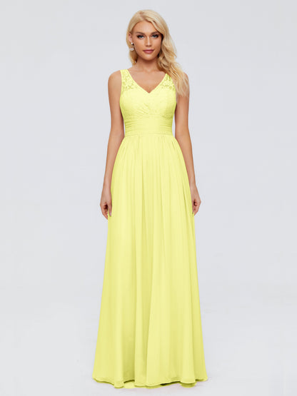 Valerie A-line V Neck Straps Chiffon Bridesmaid Dresses