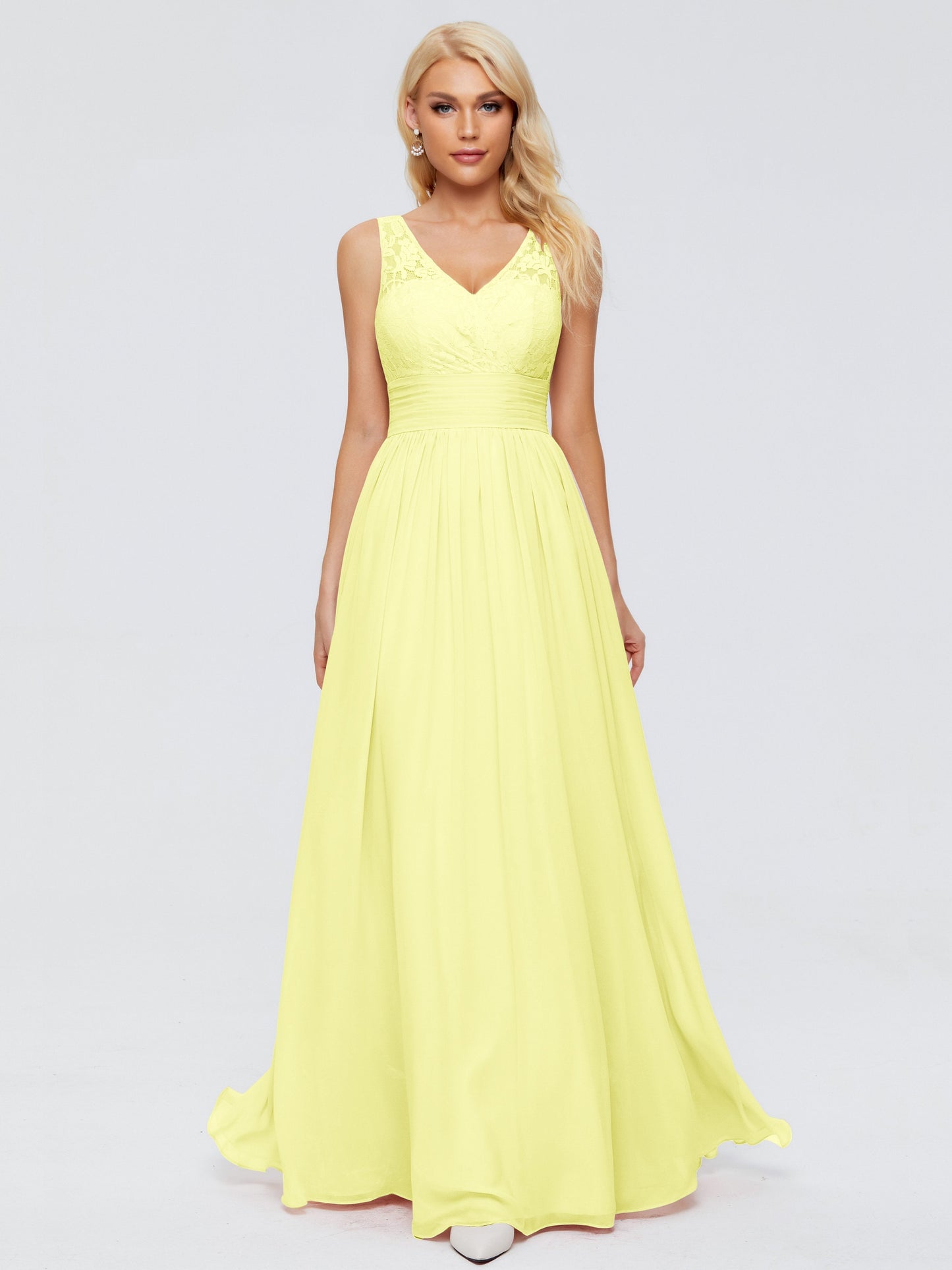 Valerie A-line V Neck Straps Chiffon Bridesmaid Dresses