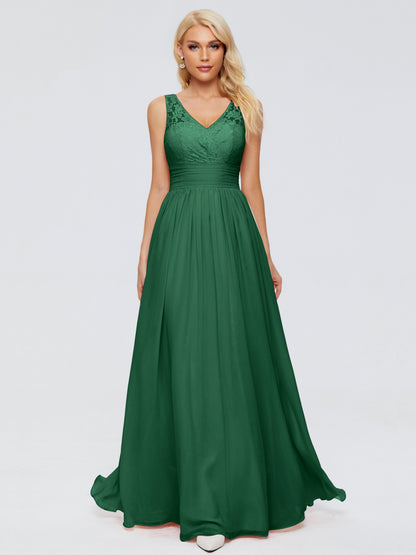 Valerie A-line V Neck Straps Chiffon Bridesmaid Dresses