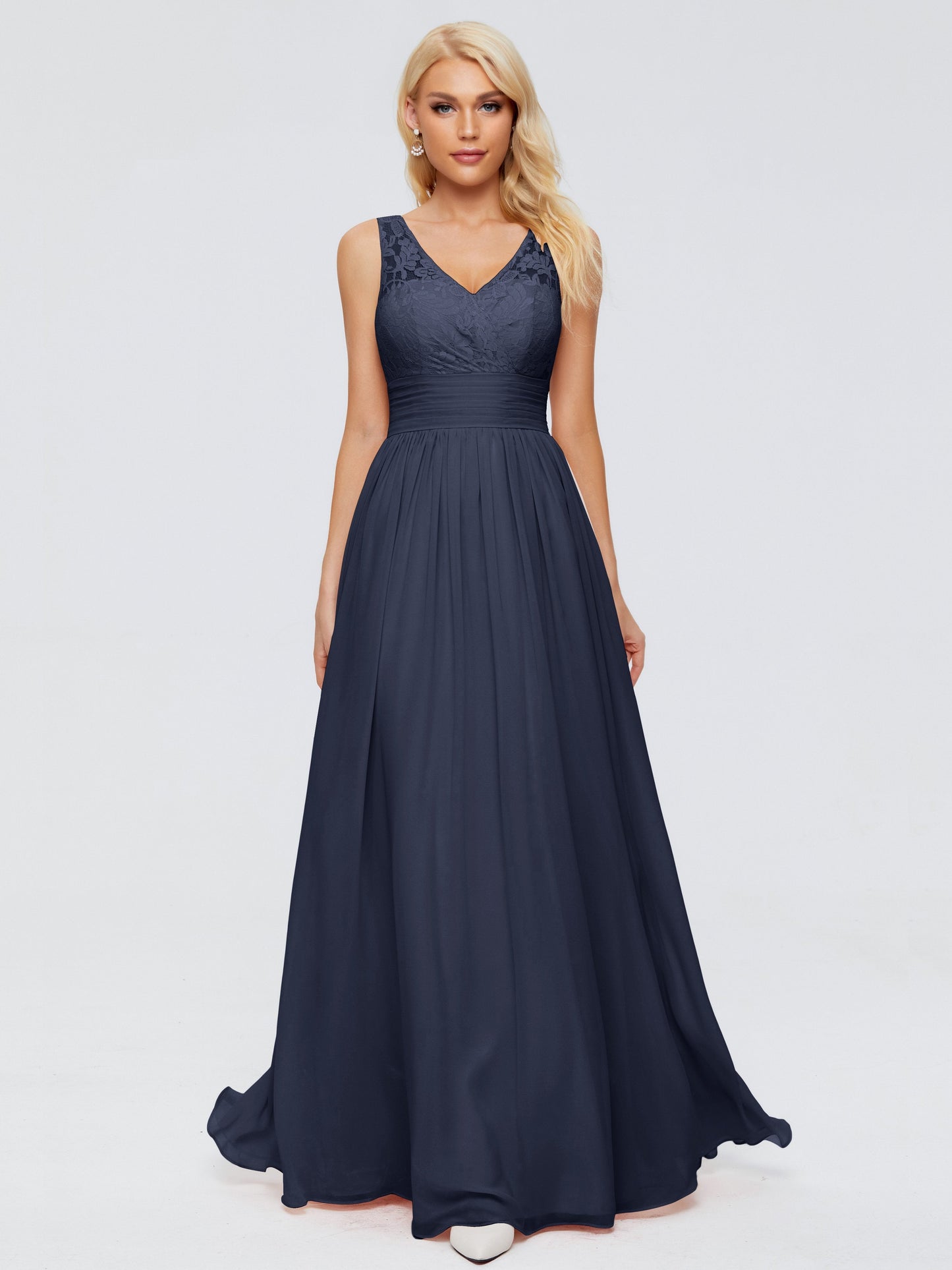 Valerie A-line V Neck Straps Chiffon Bridesmaid Dresses
