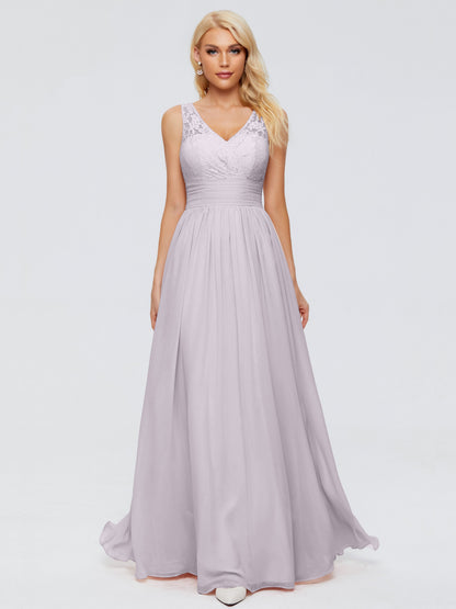Valerie A-line V Neck Straps Chiffon Bridesmaid Dresses