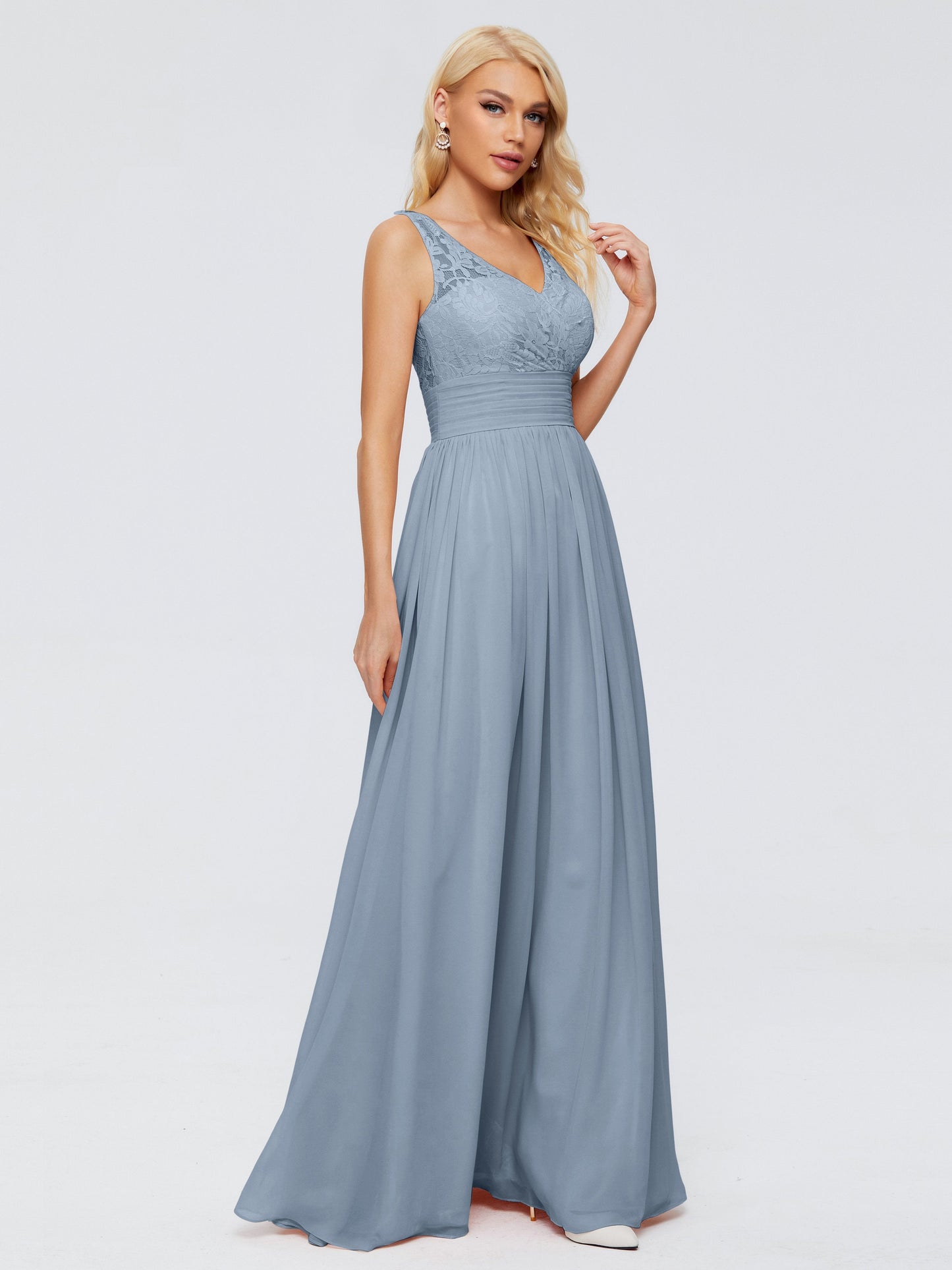 Valerie A-line V Neck Straps Chiffon Bridesmaid Dresses