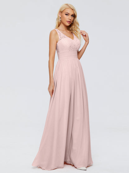 Valerie A-line V Neck Straps Chiffon Bridesmaid Dresses