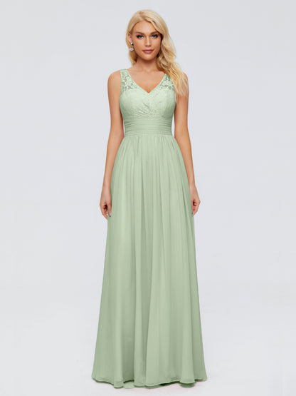 Valerie A-line V Neck Straps Chiffon Bridesmaid Dresses