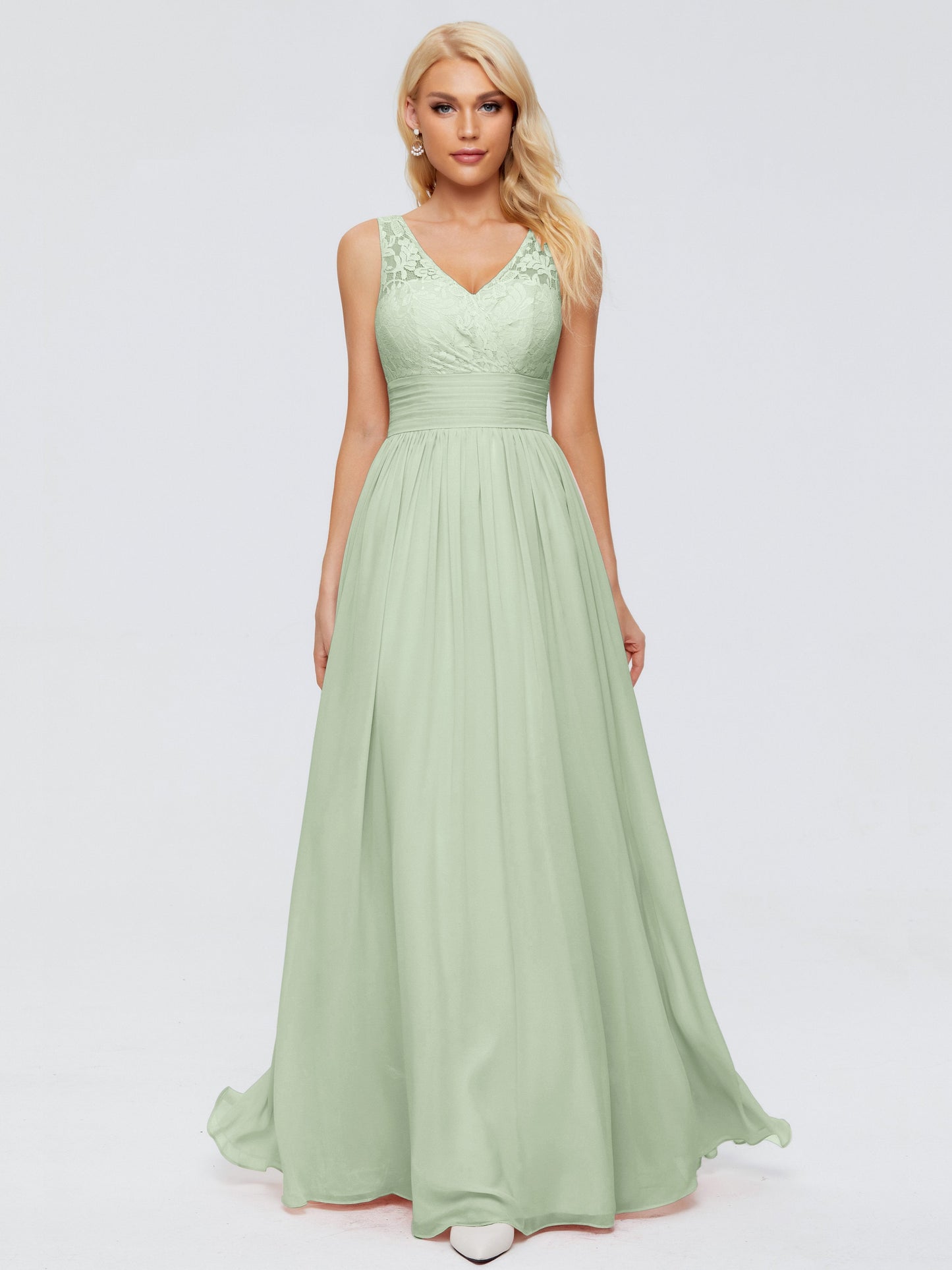 Valerie A-line V Neck Straps Chiffon Bridesmaid Dresses