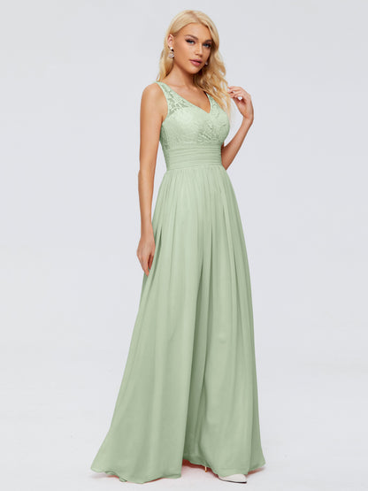 Valerie A-line V Neck Straps Chiffon Bridesmaid Dresses