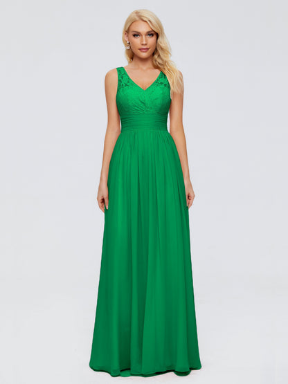 Valerie A-line V Neck Straps Chiffon Bridesmaid Dresses