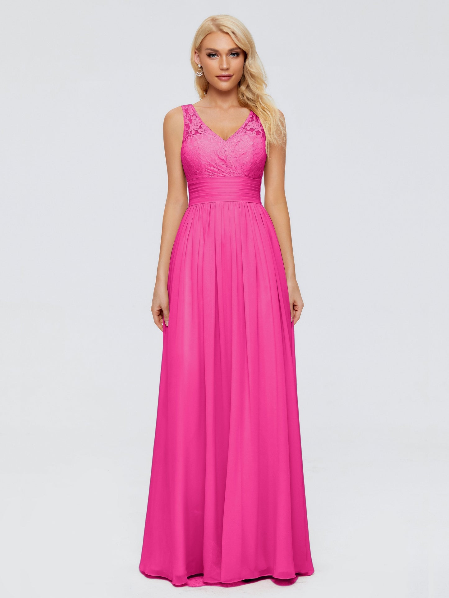 Valerie A-line V Neck Straps Chiffon Bridesmaid Dresses