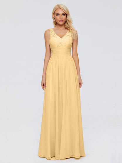 Valerie A-line V Neck Straps Chiffon Bridesmaid Dresses