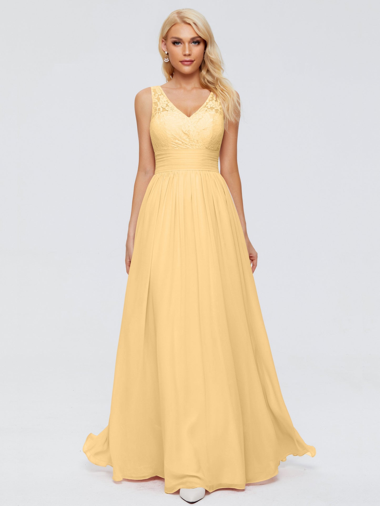 Valerie A-line V Neck Straps Chiffon Bridesmaid Dresses