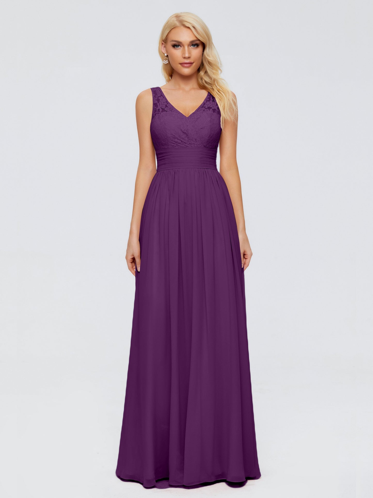 Valerie A-line V Neck Straps Chiffon Bridesmaid Dresses