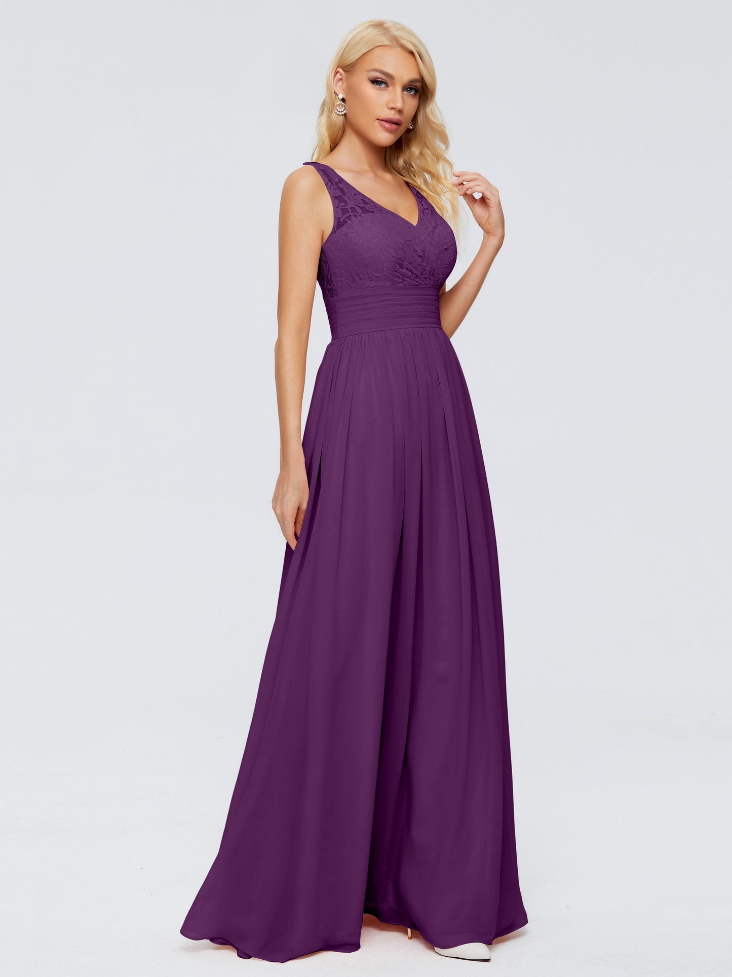 Valerie A-line V Neck Straps Chiffon Bridesmaid Dresses