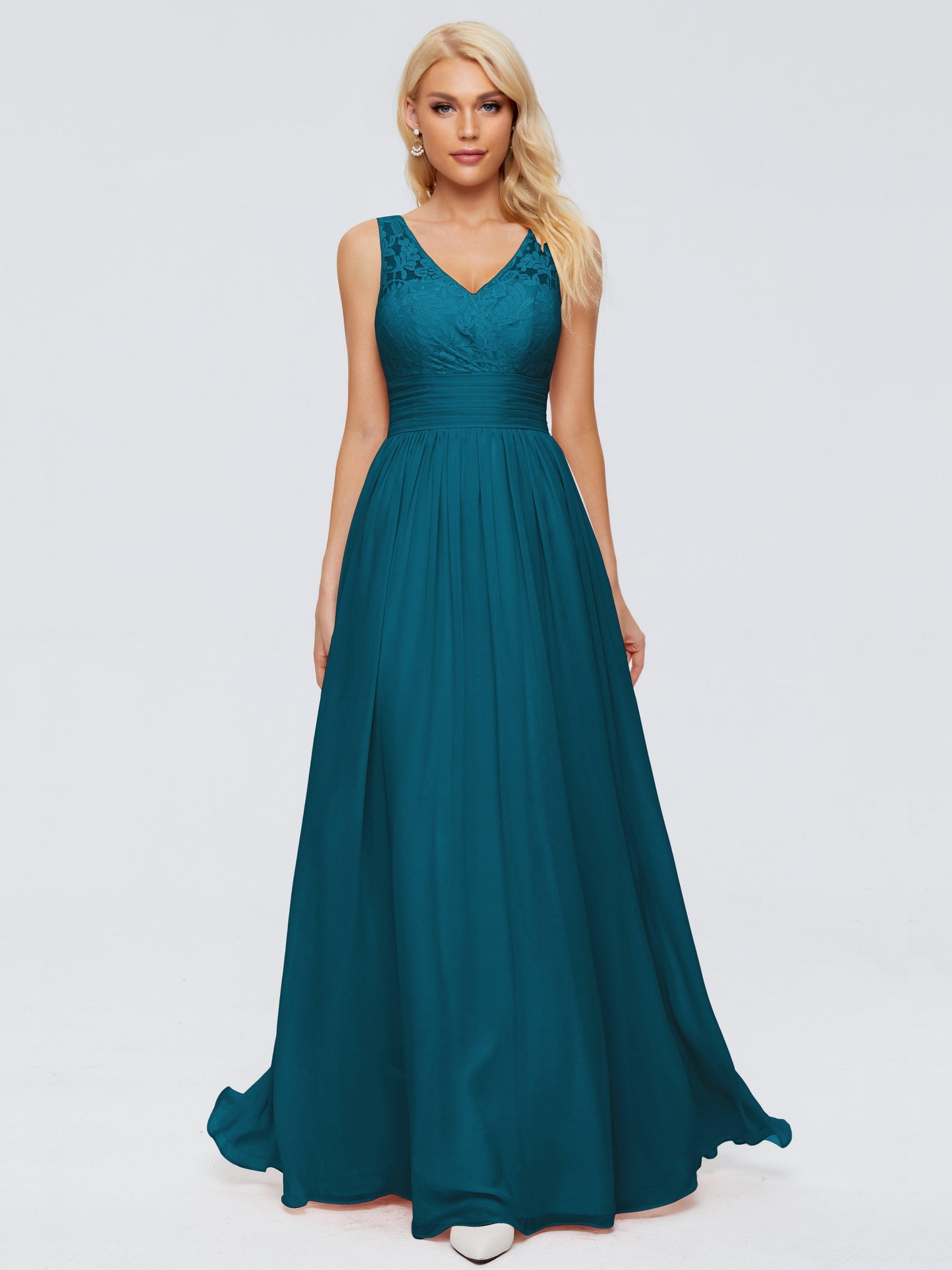 Valerie A-line V Neck Straps Chiffon Bridesmaid Dresses