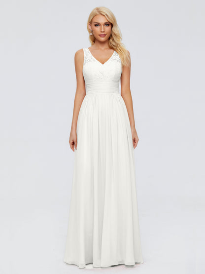 Valerie A-line V Neck Straps Chiffon Bridesmaid Dresses