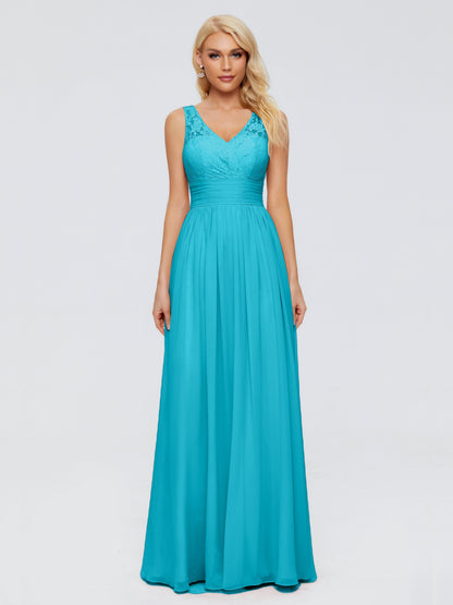 Valerie A-line V Neck Straps Chiffon Bridesmaid Dresses