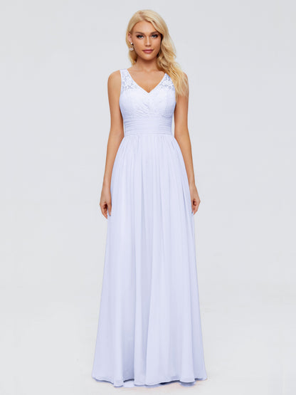 Valerie A-line V Neck Straps Chiffon Bridesmaid Dresses
