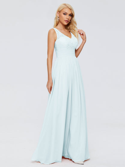 Valerie A-line V Neck Straps Chiffon Bridesmaid Dresses