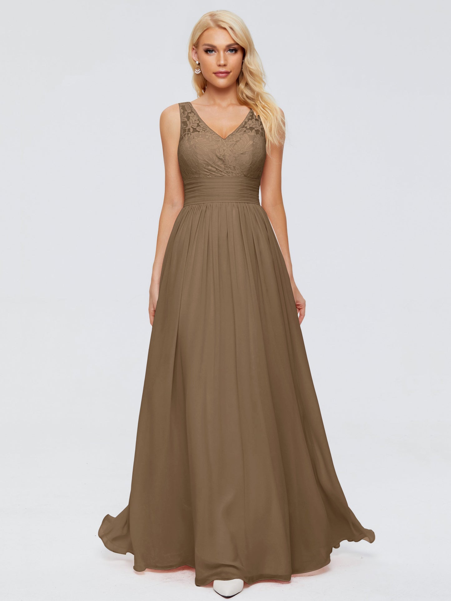 Valerie A-line V Neck Straps Chiffon Bridesmaid Dresses