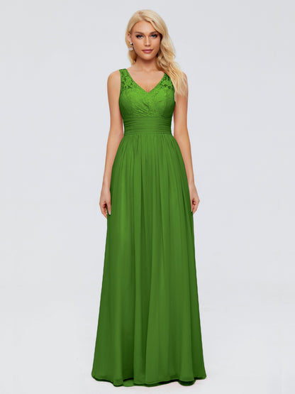 Valerie A-line V Neck Straps Chiffon Bridesmaid Dresses
