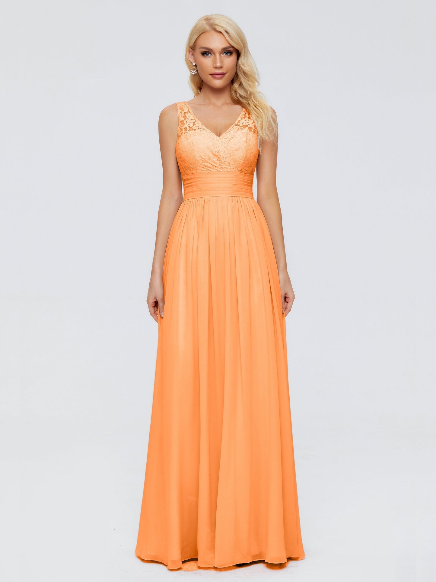 Valerie A-line V Neck Straps Chiffon Bridesmaid Dresses