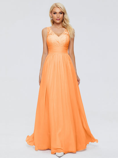 Valerie A-line V Neck Straps Chiffon Bridesmaid Dresses