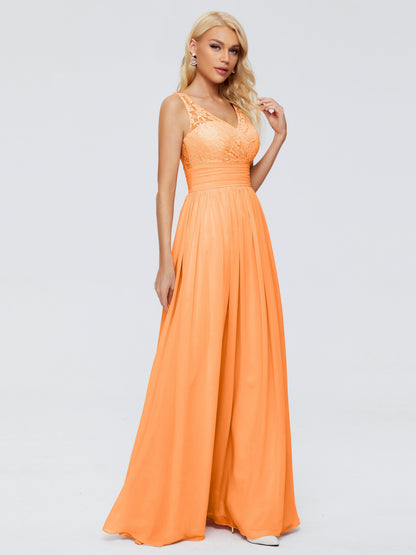 Valerie A-line V Neck Straps Chiffon Bridesmaid Dresses