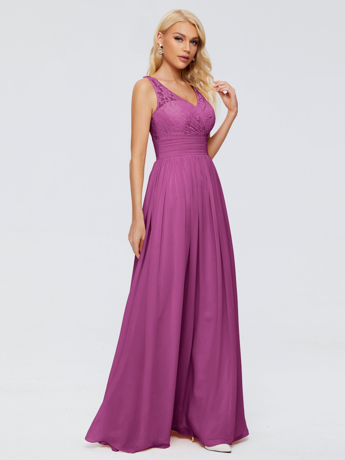 Valerie A-line V Neck Straps Chiffon Bridesmaid Dresses
