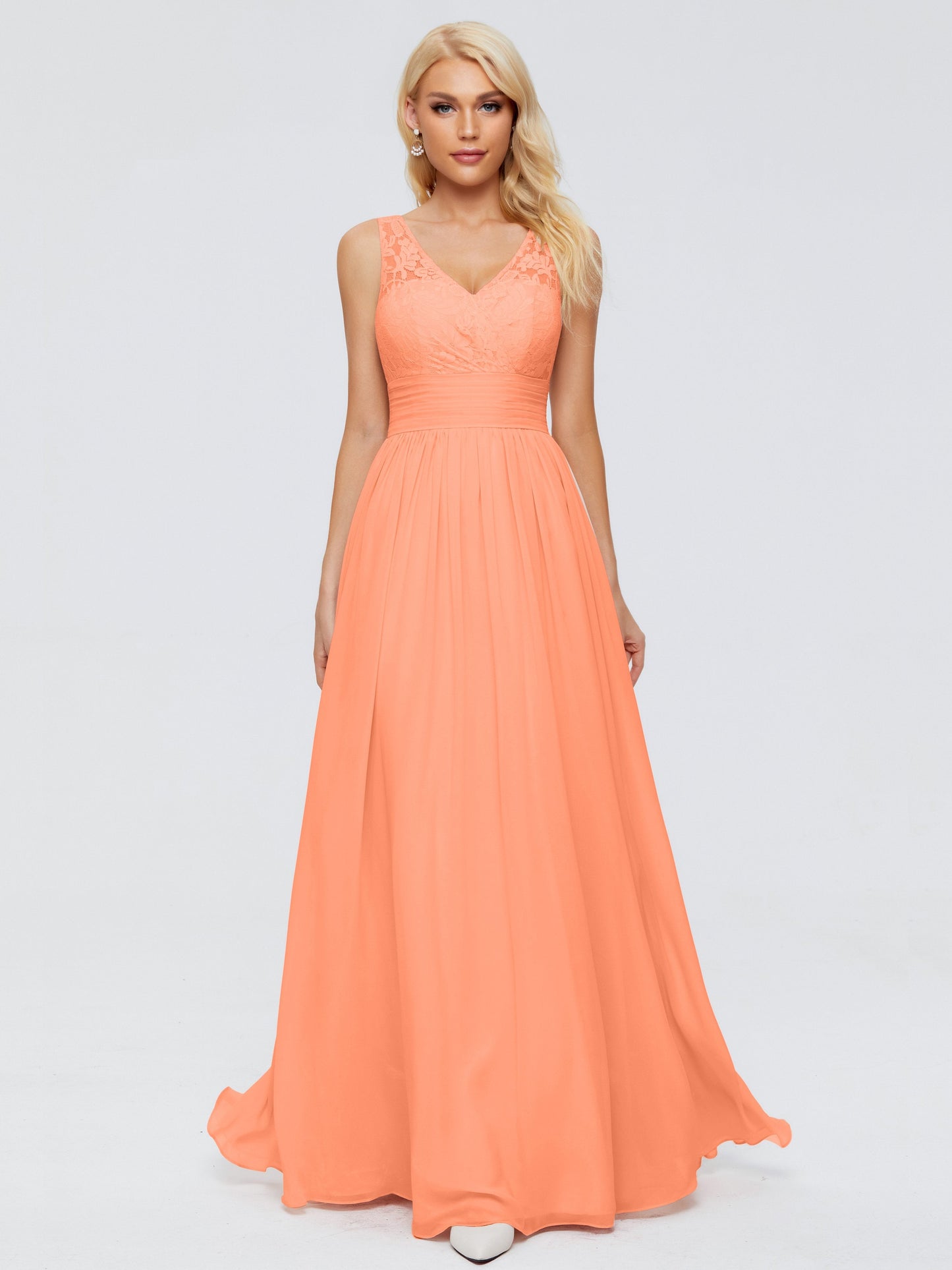 Valerie A-line V Neck Straps Chiffon Bridesmaid Dresses