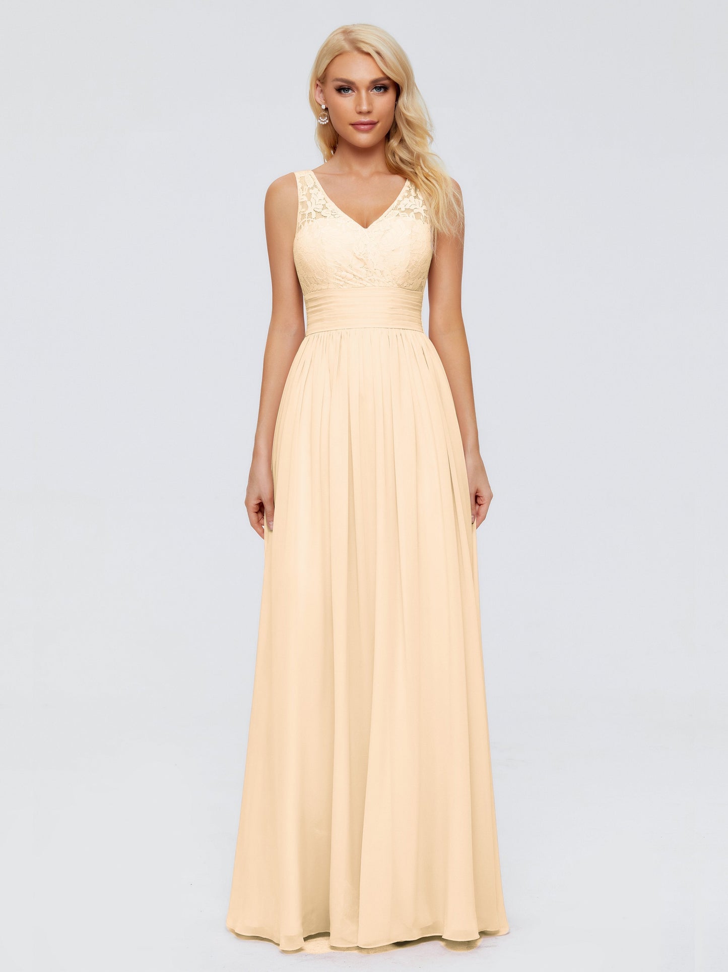 Valerie A-line V Neck Straps Chiffon Bridesmaid Dresses