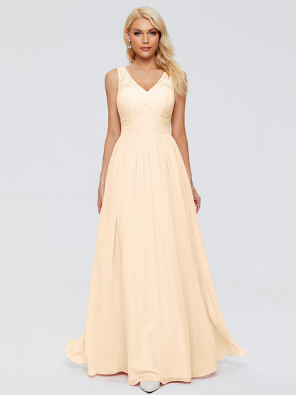 Valerie A-line V Neck Straps Chiffon Bridesmaid Dresses