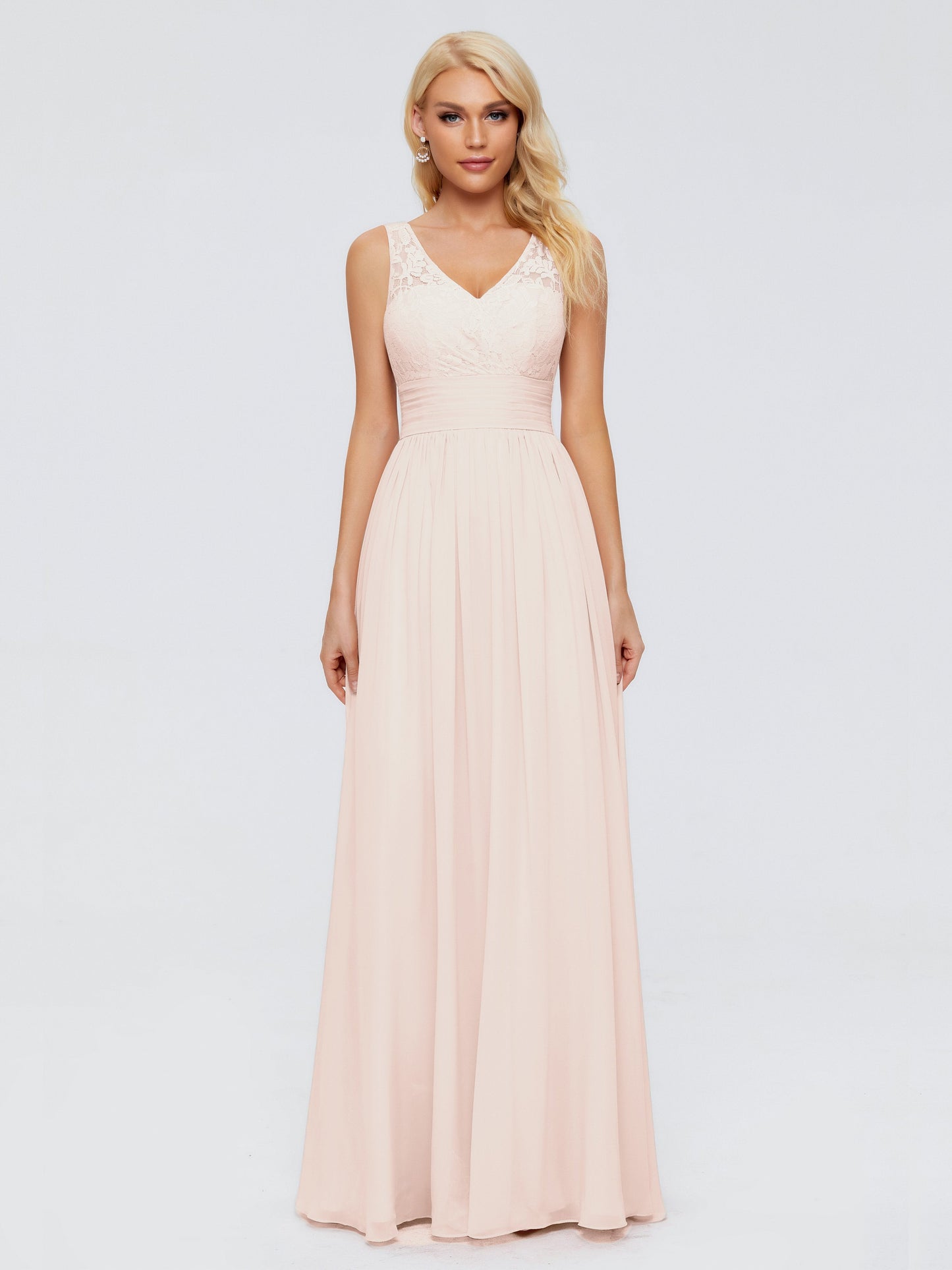 Valerie A-line V Neck Straps Chiffon Bridesmaid Dresses