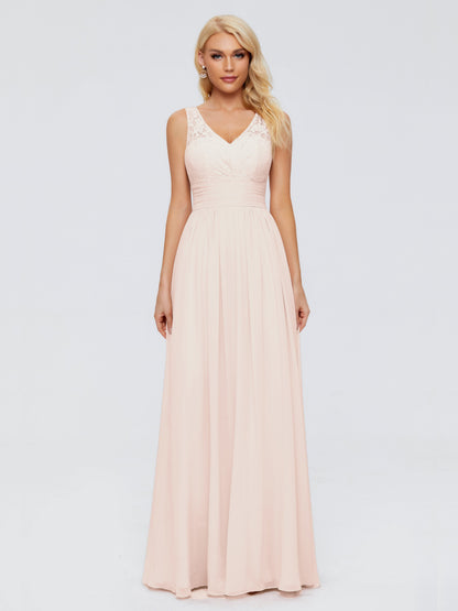 Valerie A-line V Neck Straps Chiffon Bridesmaid Dresses